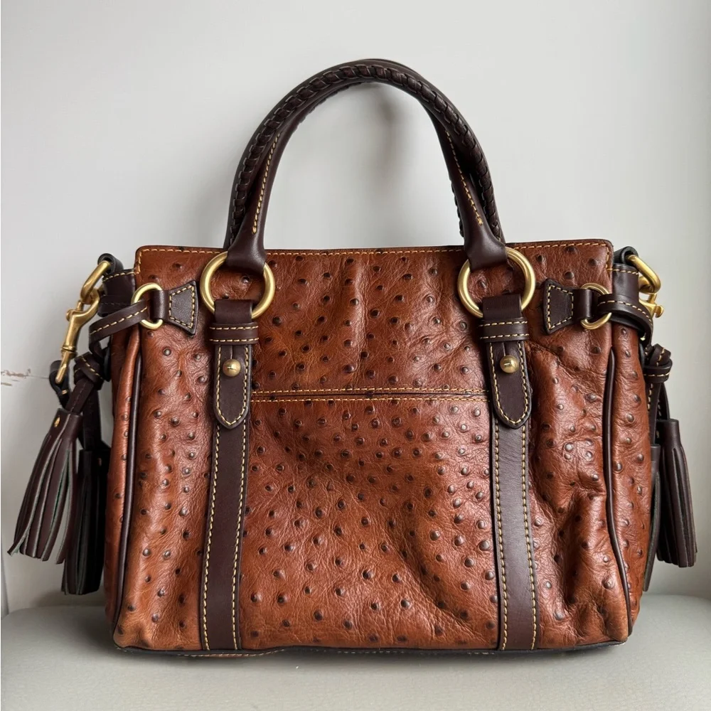 Dooney & Bourke Ostrich Exotic
Leather Medium Pocket Satchel (OT977) - Picture 2 of 15